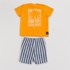 Conjunto Infantil Baby Masculino Camiseta Coqueiro + Bermuda Listrada AZUL JEANS