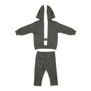 Conjunto Infantil/Baby Masculino Jaqueta + Calça Em Moletom Sem Felpa - Um Mais Um Caqui Escuro