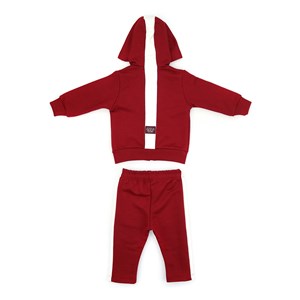 Conjunto Infantil/Baby Masculino Jaqueta + Calça Em Moletom Sem Felpa - Um Mais Um Vermelho
