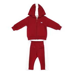 Conjunto Infantil/Baby Masculino Jaqueta + Calça Em Moletom Sem Felpa - Um Mais Um Vermelho