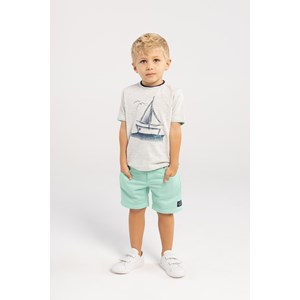 Conjunto Infantil Baby Masculino T-Shirt ' Barco '+ Bermuda Moletom ACQUA