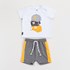 Conjunto Infantil Baby Masculino T-Shirt Bonés + Bermuda Saruel MESCLA ESCURO Tamanho P