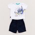 Conjunto Infantil Baby Masculino T-Shirt 'Tartaruga' + Bermuda Sarja Marinho