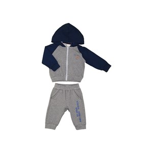Conjunto infantil/ baby menino jaqueta duas cores capuz  + calca com silk MESCLA CLARO