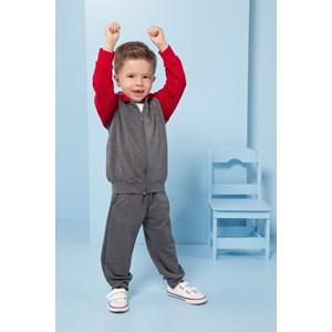 Conjunto infantil/ baby menino jaqueta duas cores capuz  + calca com silk MESCLA ESCURO