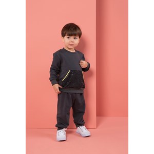Conjunto infantil/ baby menino moletom blusa bolso canguru silk + calça CHUMBO