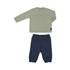 Conjunto infantil / baby menino t-shirt bichos manga longa + calca moletom Marinho