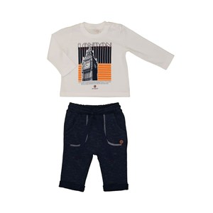 Conjunto infantil/ baby menino t-shirt manga longa Big Ben + calça moletom Marinho