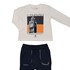 Conjunto infantil/ baby menino t-shirt manga longa Big Ben + calça moletom Marinho