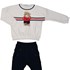 Conjunto infantil blusa de ursinho + calça com detalhe de ilhos Marinho