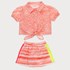 Conjunto Infantil Camisa Com Manga Bufante + Saia-Short CORAL