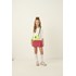 Conjunto infantil feminino blusa canelada manga longa + short-saia com aplique de cadarço PINK