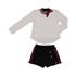 Conjunto infantil feminino blusa canelada manga longa + short-saia com aplique de cadarço Preto