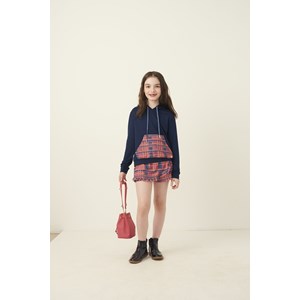 Conjunto infantil feminino blusa com capuz + short-saia estampa piel poule Vermelho