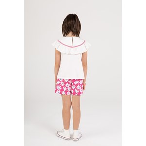 Conjunto Infantil Feminino Blusa Com Detalhes + Short Estampado PINK