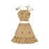 Conjunto infantil feminino blusa de alcinha + saia midi em tecido linho florido Amarelo Canário