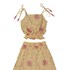 Conjunto infantil feminino blusa de alcinha + saia midi em tecido linho florido Amarelo Canário