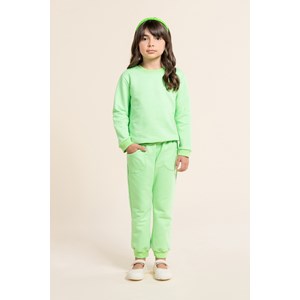 Conjunto infantil feminino blusa e calça de moletom Verde Flúor