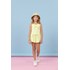 Conjunto infantil feminino blusa e short em moletom neon Amarelo Flúor Tamanho 2