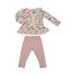 Conjunto infantil feminino blusa estampada babados frontais + calça legging Rosa Claro