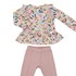 Conjunto infantil feminino blusa estampada babados frontais + calça legging Rosa Claro