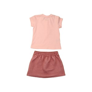 Conjunto infantil feminino blusa manga curta babados frontal + saia short TERRA