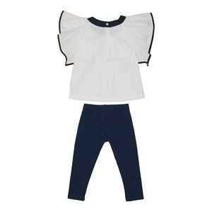 Conjunto infantil feminino blusa manga longa franzida + calça legging Marinho
