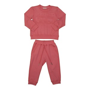 Conjunto infantil feminino em moletinho blusa + calça com punhos ROSE