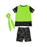 Conjunto infantil feminino modelo esportivo blusa com tela + short + scrunchie VERDE FLUOR