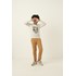 Conjunto infantil masculina camiseta manga longa estampa de urso + calça moletom listrado OCRE