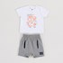 Conjunto Infantil Masculino Baby Camiseta + Bermuda Saruel Moletinho MESCLA CLARO Tamanho P