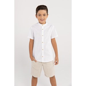 Conjunto Infantil Masculino Camisa + Bermuda Com Passante BEGE CLARO