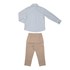 Conjunto infantil masculino camisa manga longa + calça sarja cós elástico CAQUI