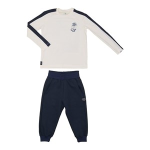 Conjunto infantil masculino camiseta manga longa com faixas laterais + calça em moletinho com punho 