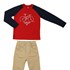 Conjunto infantil masculino camiseta manga longa duas cores estampa bicicleta + calça sarja biscaia 
