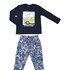 Conjunto infantil masculino camiseta manga longa "TAXI" + calça moletom camuflada Marinho