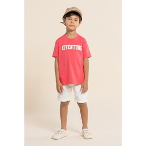 Conjunto infantil masculino com camiseta com aplique na frente e bermuda de sarja Off white
