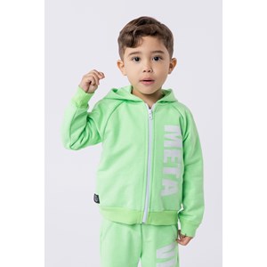 Conjunto infantil masculino de abrigo em moletom com silk Verde Flúor