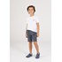 Conjunto Infantil Masculino T-Shirt + Bermuda Moletinho Risca De Giz AZUL JEANS