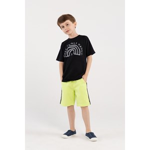 Conjunto Infantil Masculino T-Shirt Com Silk + Bermuda Sarja Recorte Lateral LIMA