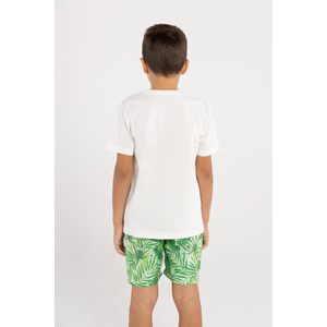 Conjunto Infantil Masculino T-Shirt Coqueiros + Bermuda Estampada VERDE CLARO