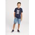 Conjunto Infantil Masculino T-Shirt Estampa Frontal + Bermuda Jeans AZUL JEANS