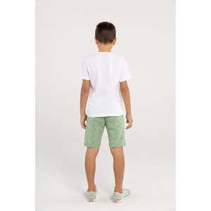 Conjunto Infantil Masculino T-Shirt Estampa Kombi + Bermuda Moletom PISTACHE