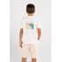 Conjunto Infantil Masculino T-Shirt Estampa Na Costas + Bermuda Rosa Claro
