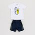 Conjunto Infantil Masculino T-Shirt Estampa Tênis + Bermuda Sarja Marinho