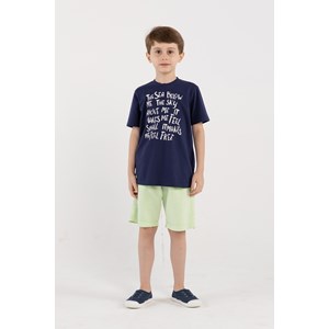 Conjunto Infantil Masculino T-Shirt Estampada + Bermuda Com Bolsos LIMA