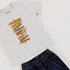 Conjunto Infantil Masculino T-Shirt Placas + Bermuda Jeans Stone AZUL JEANS