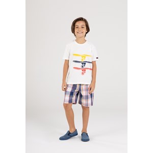 Conjunto Infantil Masculino T-Shirt ROLIMÃ + Bermuda Xadrez Marinho