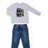 Conjunto infantil masculino t-shirt "SAN FRANCISCO 1976" + calça jeans claro cós elástico Única