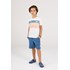 Conjunto Infantil Masculino T-Shirt YES Listras + Bermuda AZUL JEANS